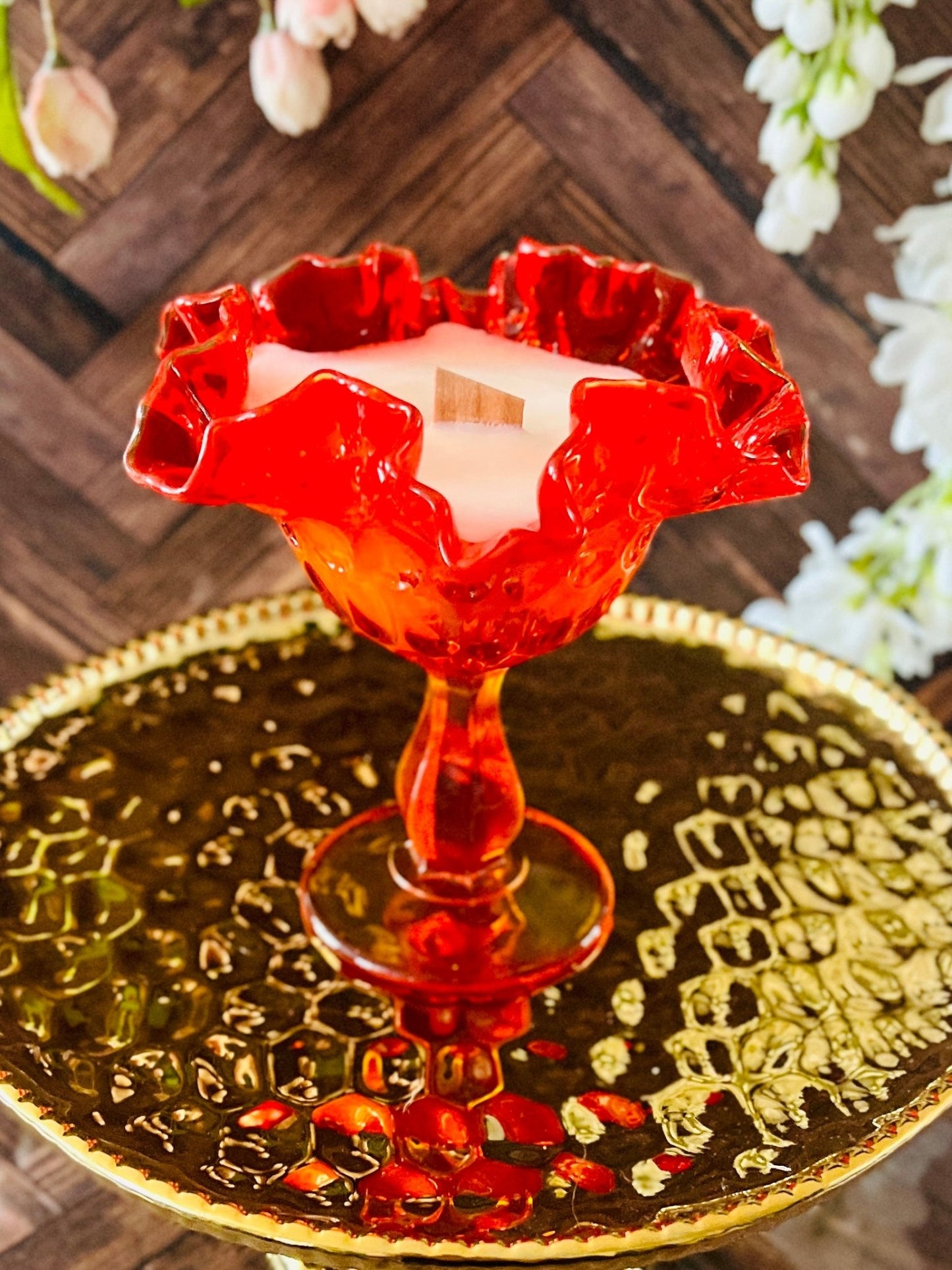 Amberina Ruffle - Glass - Modern Vintage Candle