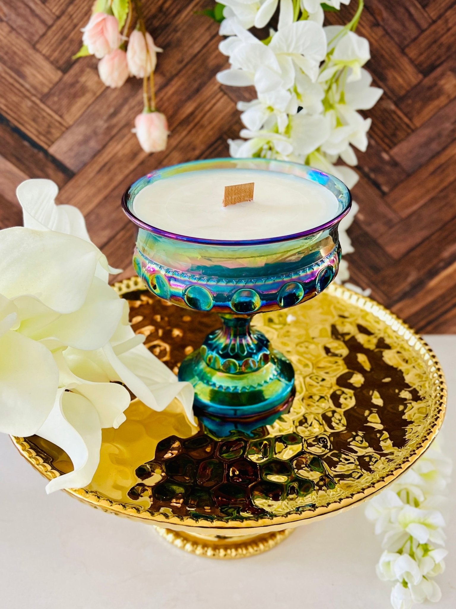 Are You Blue? - Carnival Glass - Modern Vintage Candle