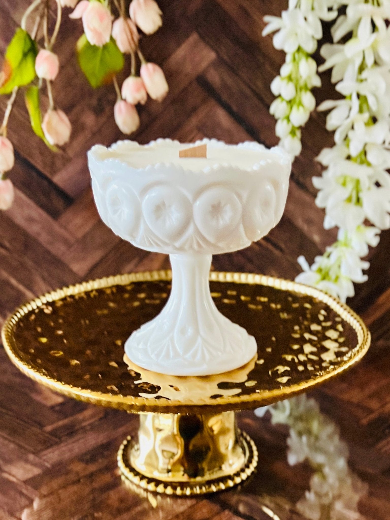 Cloud Chalice - Milk Glass - Modern Vintage Candle