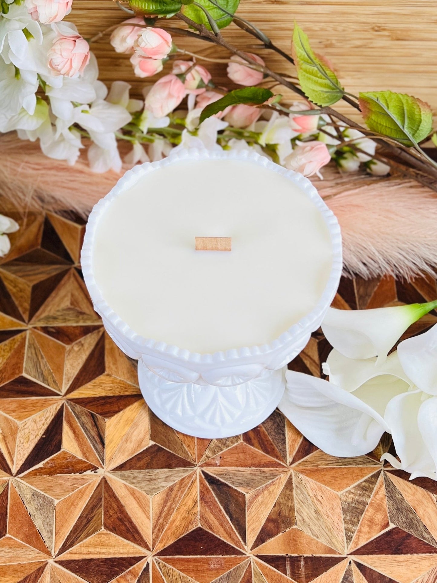 Cloud Chalice - Milk Glass - Modern Vintage Candle