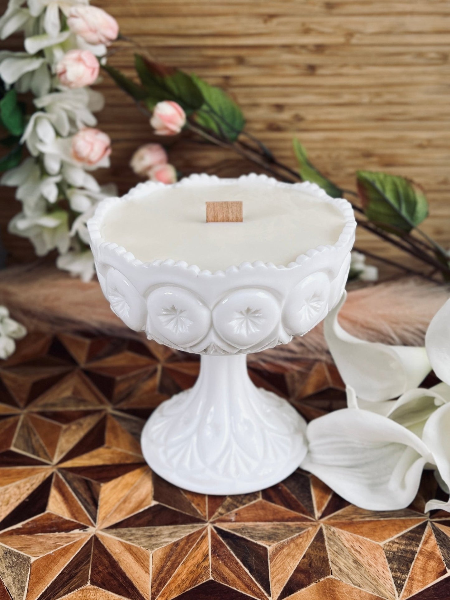 Cloud Chalice - Milk Glass - Modern Vintage Candle