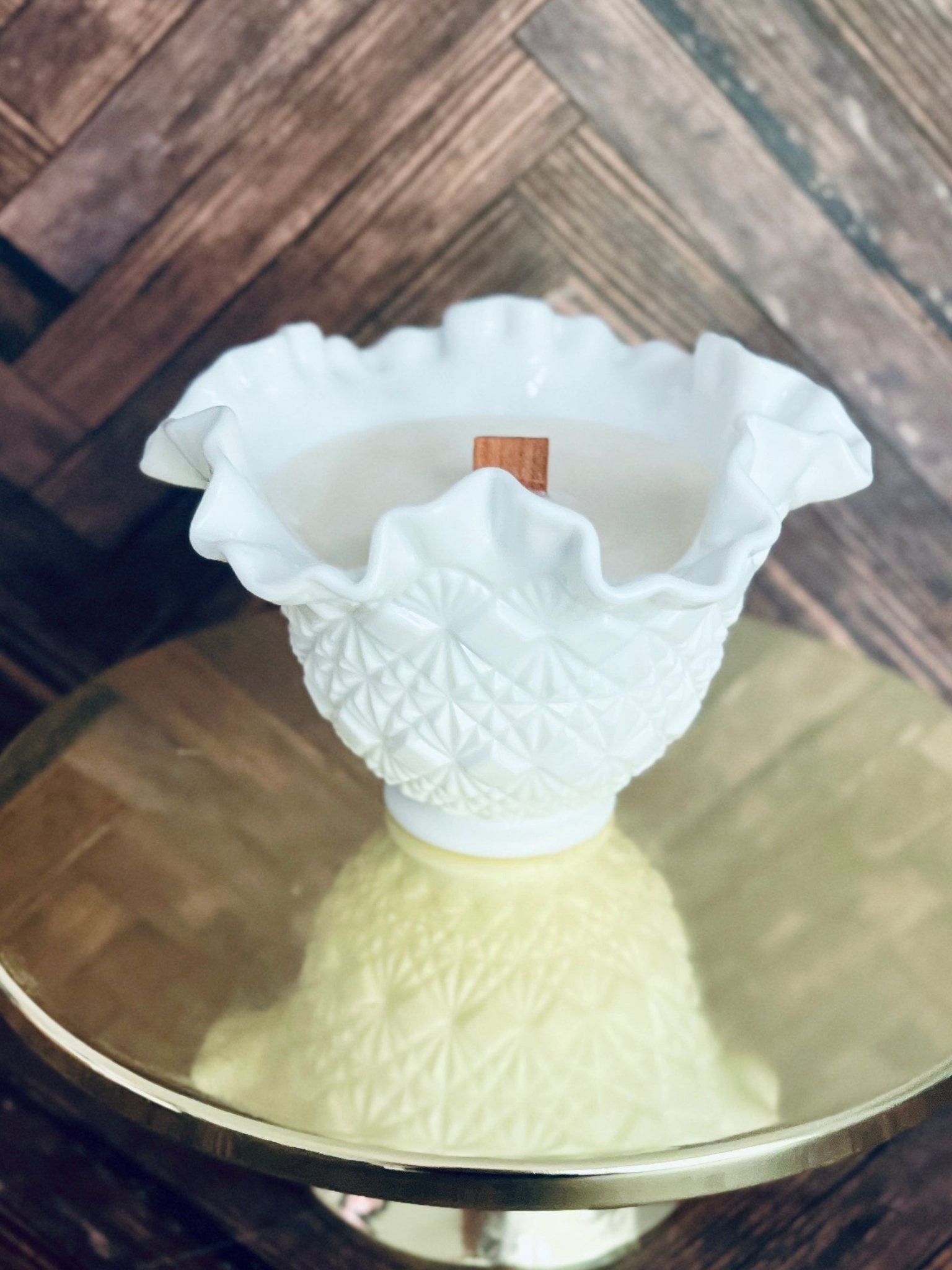 Cut and Block Milk Madness - Milk Glass - Modern Vintage Candle