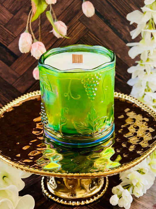 Green Grapes - Carnival Glass - Modern Vintage Candle