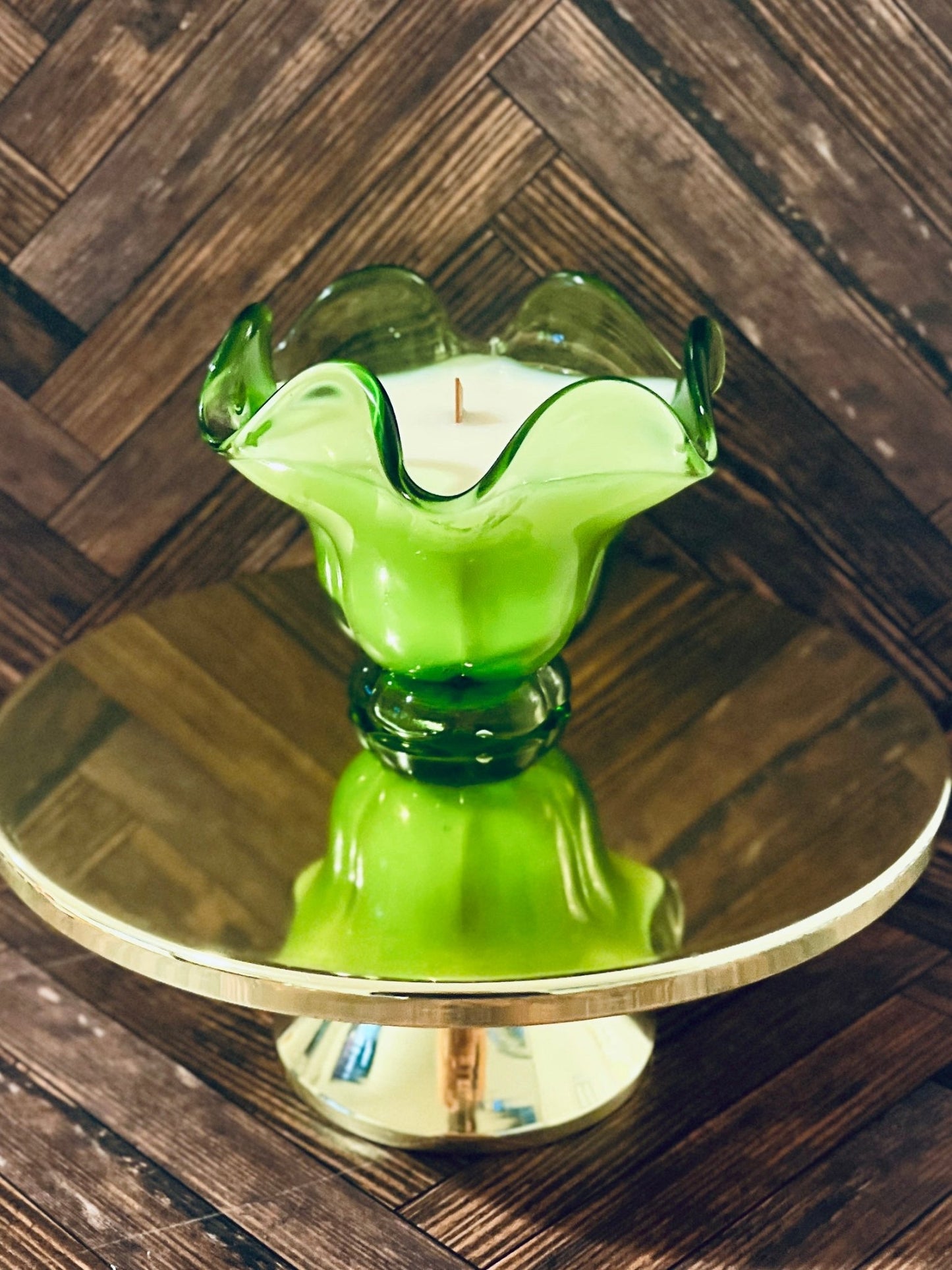 Green Hanky - Glass - Modern Vintage Candle