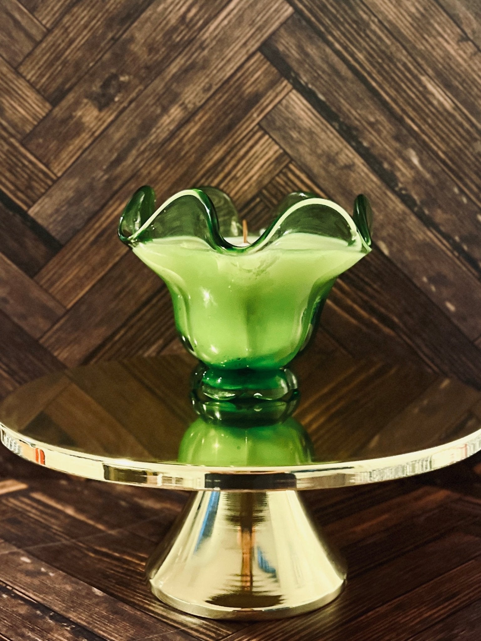 Green Hanky - Glass - Modern Vintage Candle