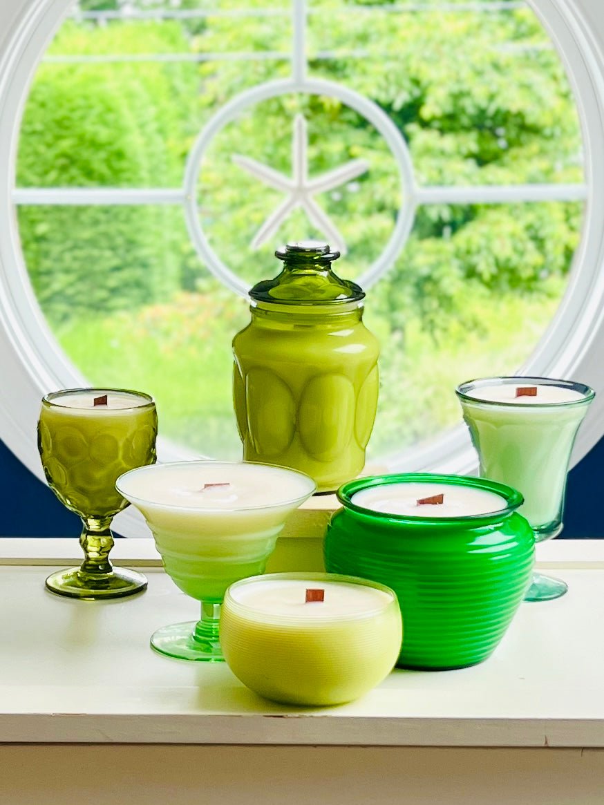 Green Ribs - Glass - Modern Vintage Candle