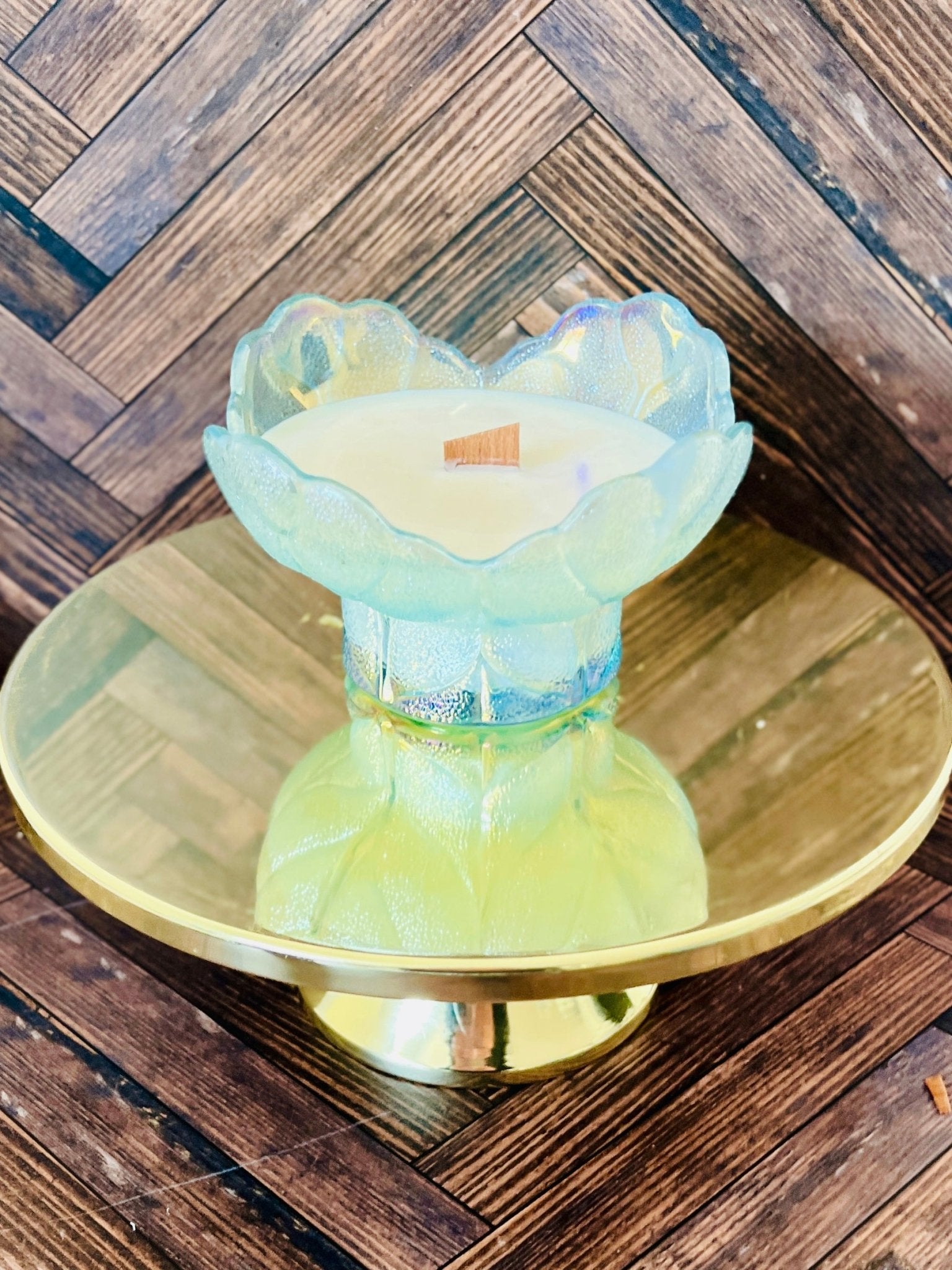 Ice Blue - Carnival Glass - Modern Vintage Candle