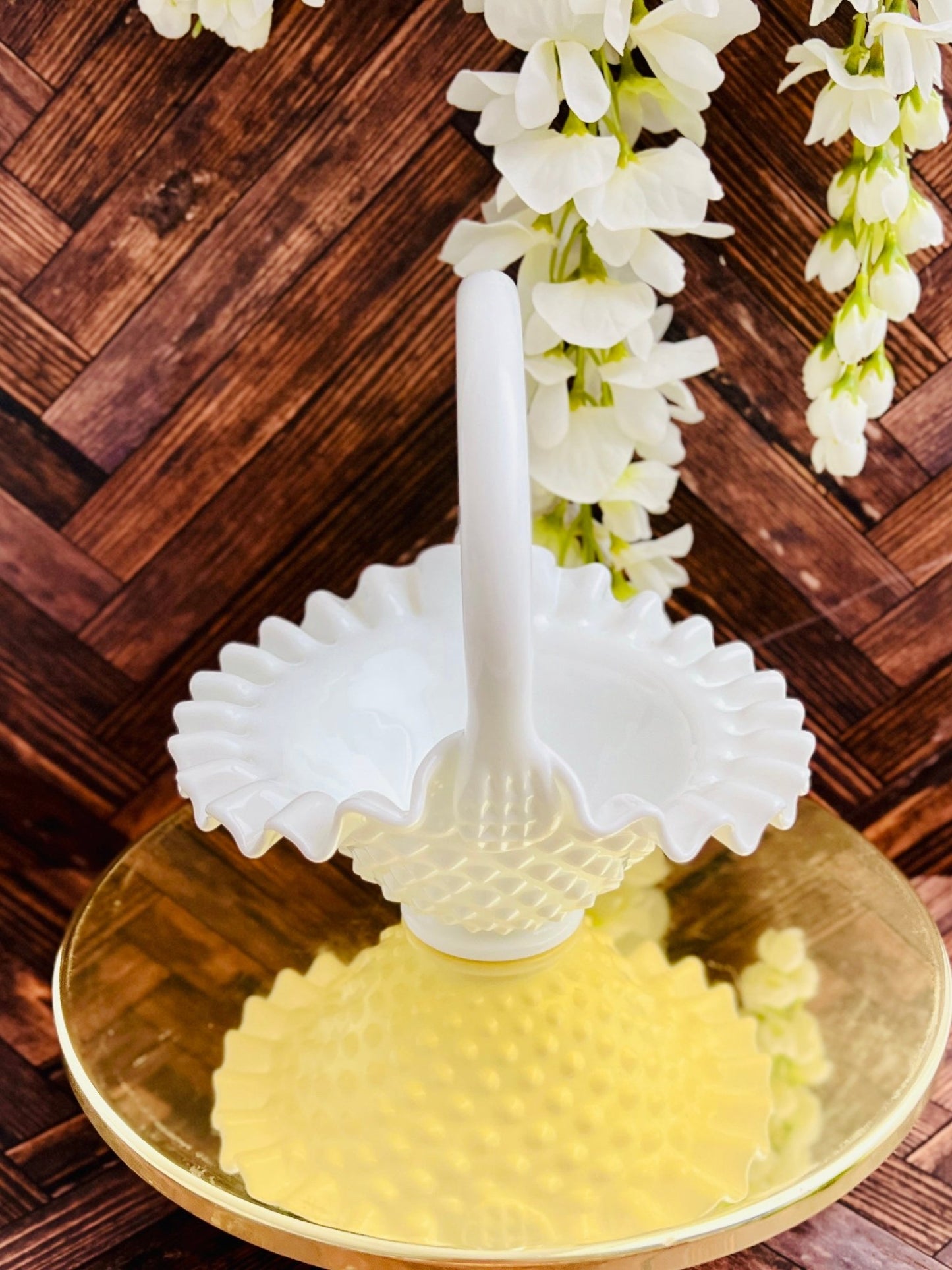 Milk Basket - Milk Glass - Modern Vintage Candle