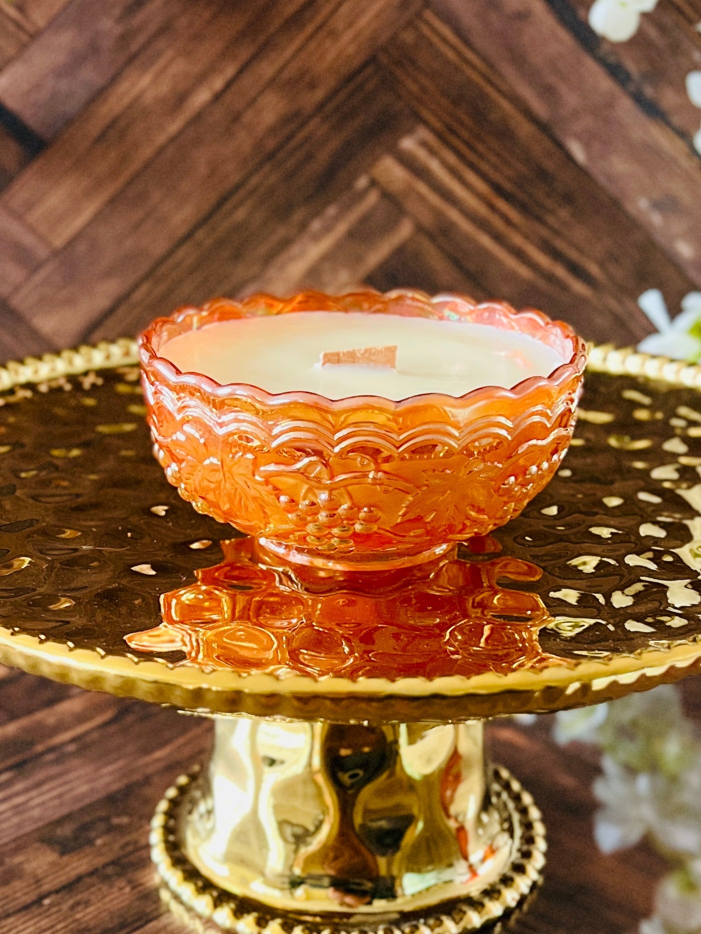 Orange You Glad - Carnival Glass - Modern Vintage Candle