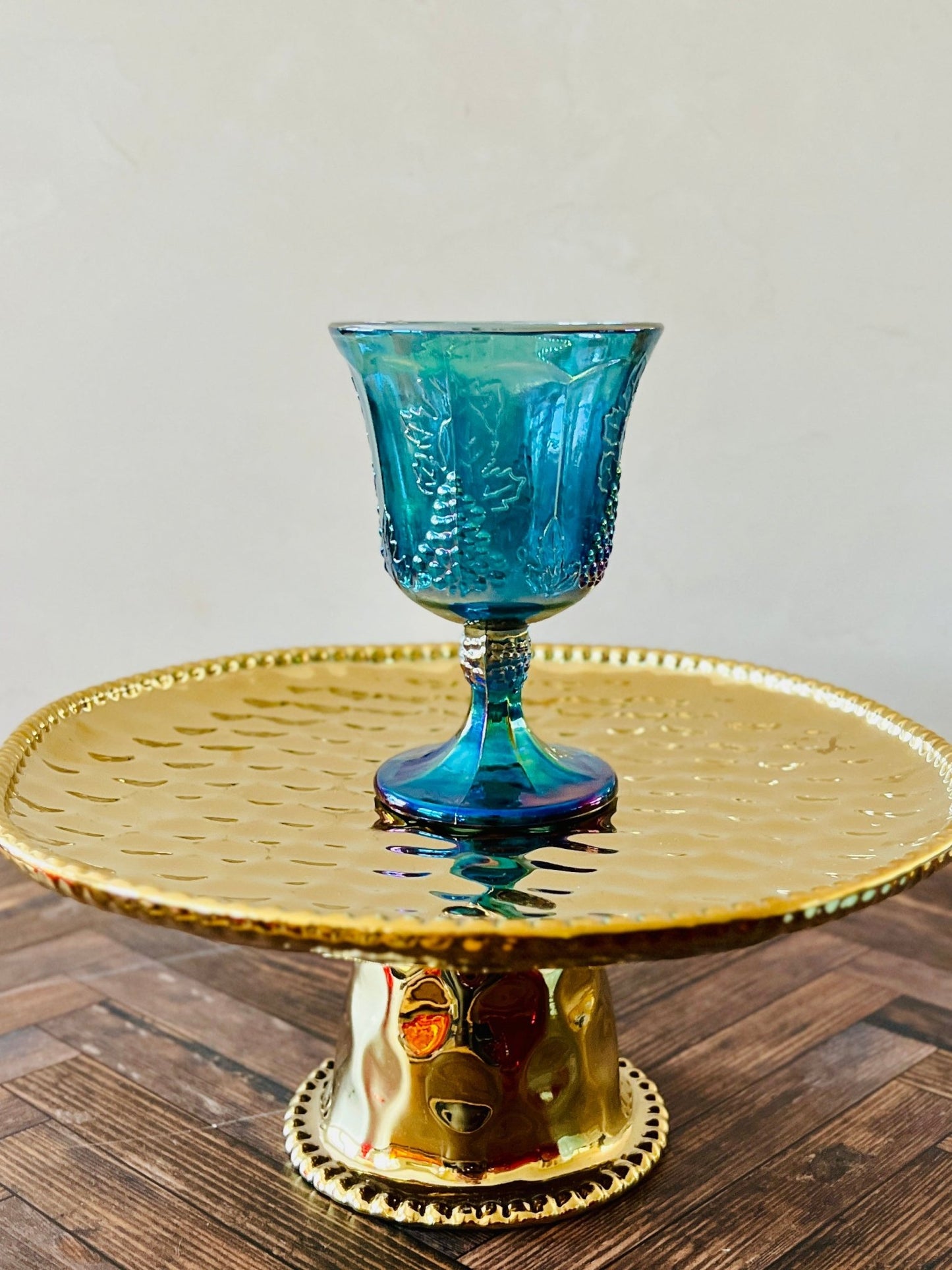 Peacock Carnival - Carnival Glass - Modern Vintage Candle