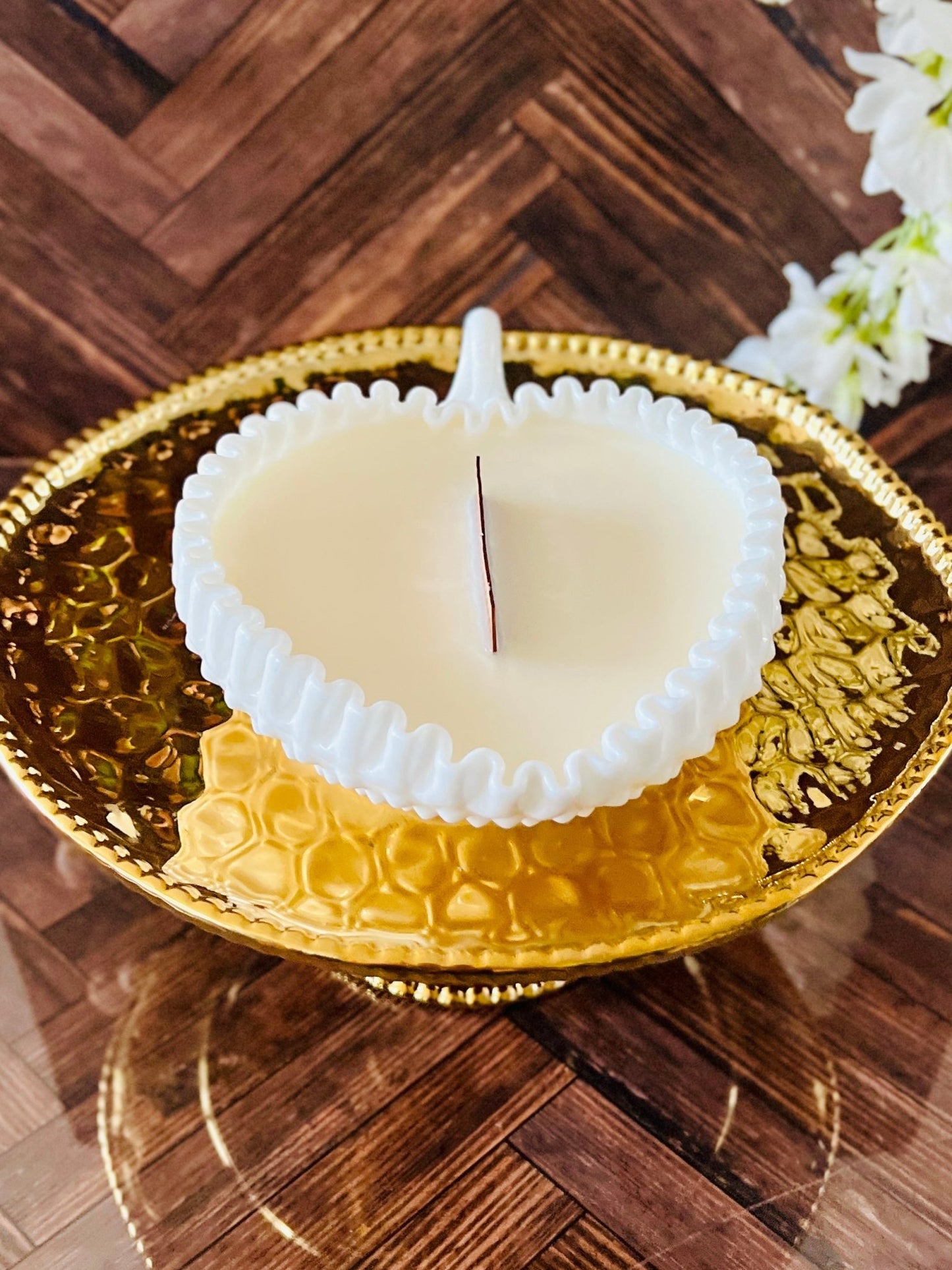 Ribbon Around My Heart - Milk Glass - Modern Vintage Candle