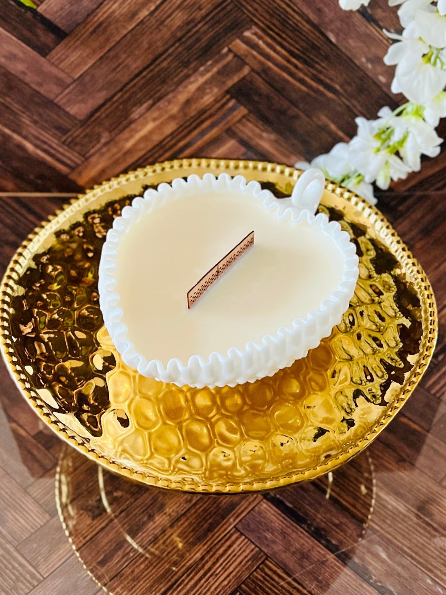 Ribbon Around My Heart - Milk Glass - Modern Vintage Candle