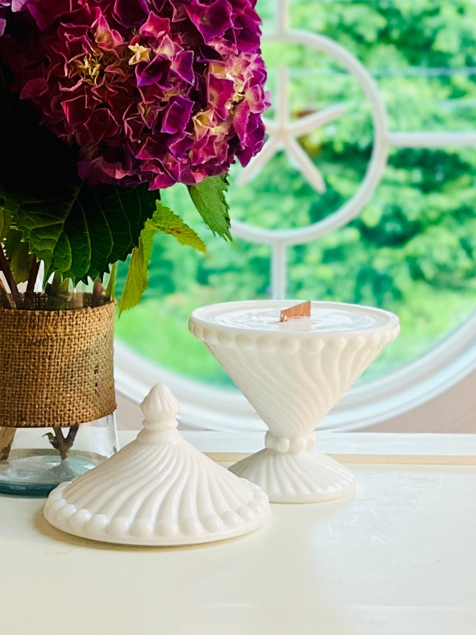 Swirly Whirley - Milk Glass - Modern Vintage Candle