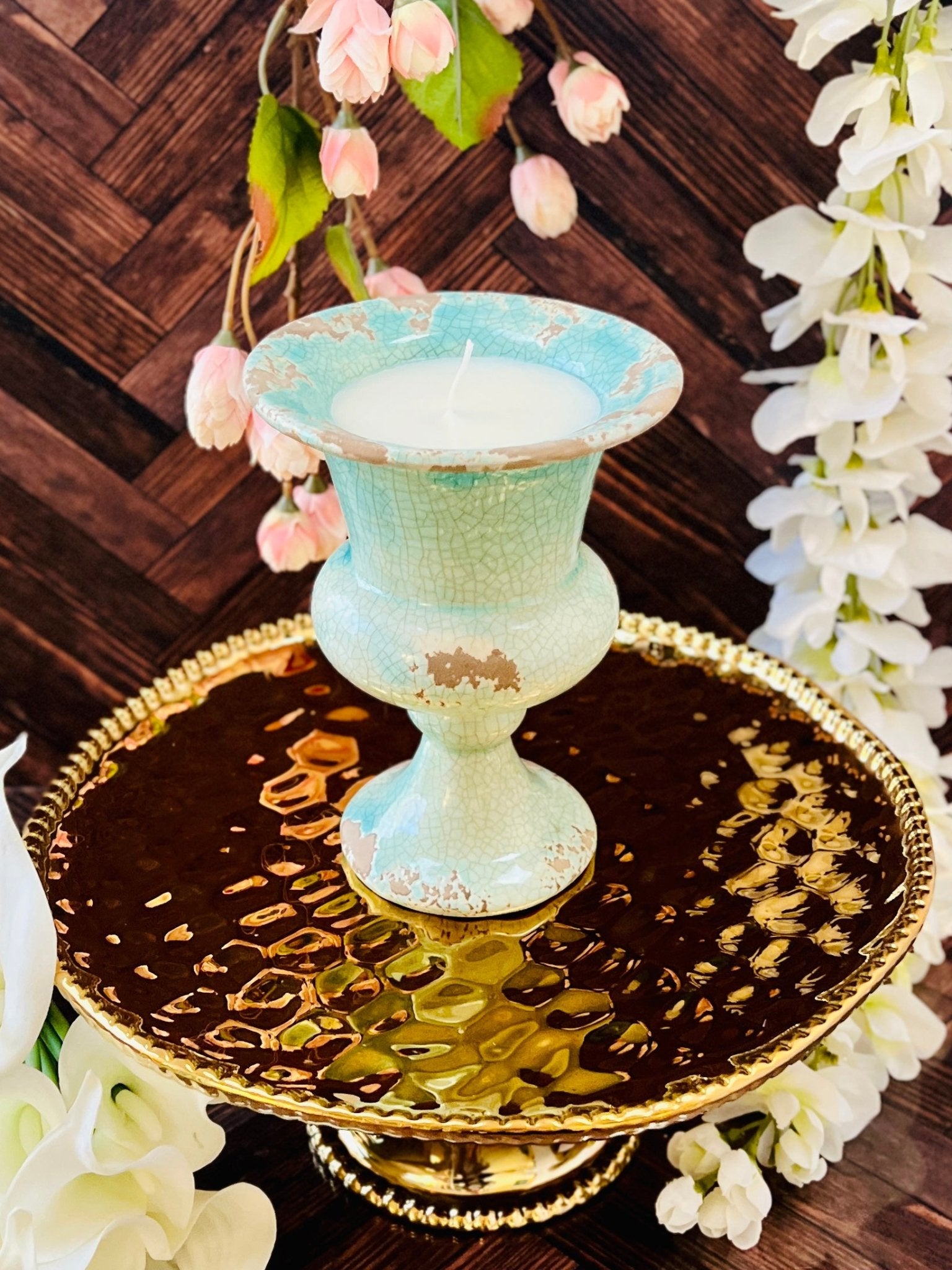 Tall and Turquoise - Ceramic - Modern Vintage Candle