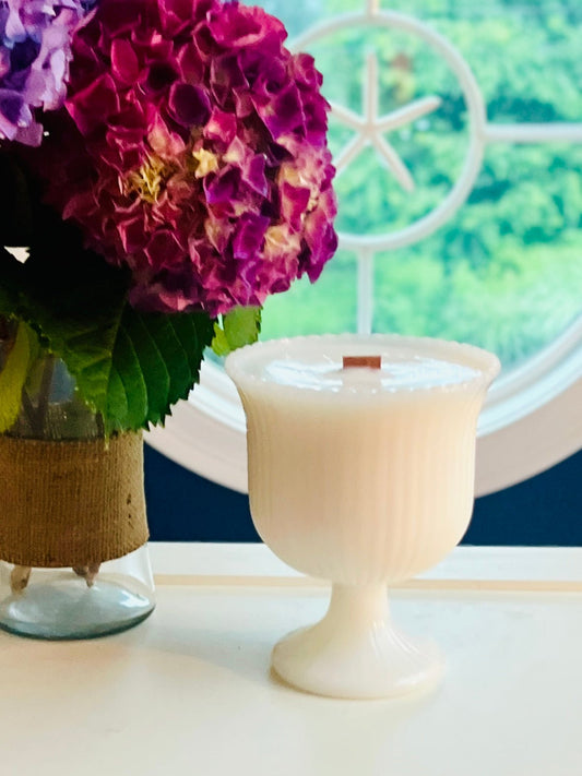 The Ribbed One - Milk Glass - Modern Vintage Candle