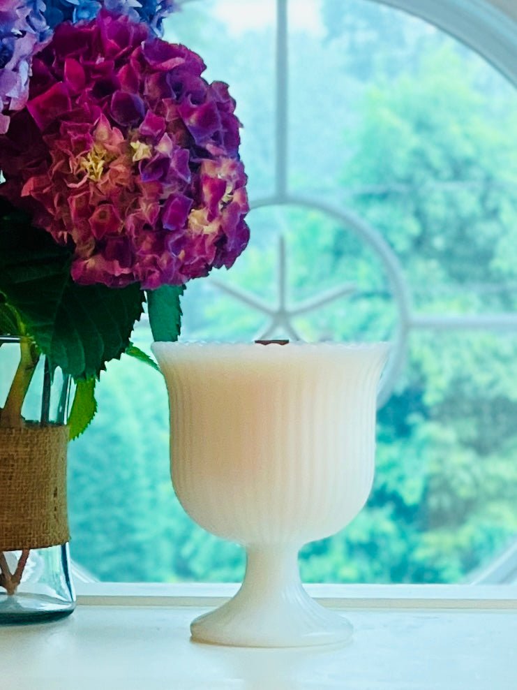 The Ribbed One - Milk Glass - Modern Vintage Candle