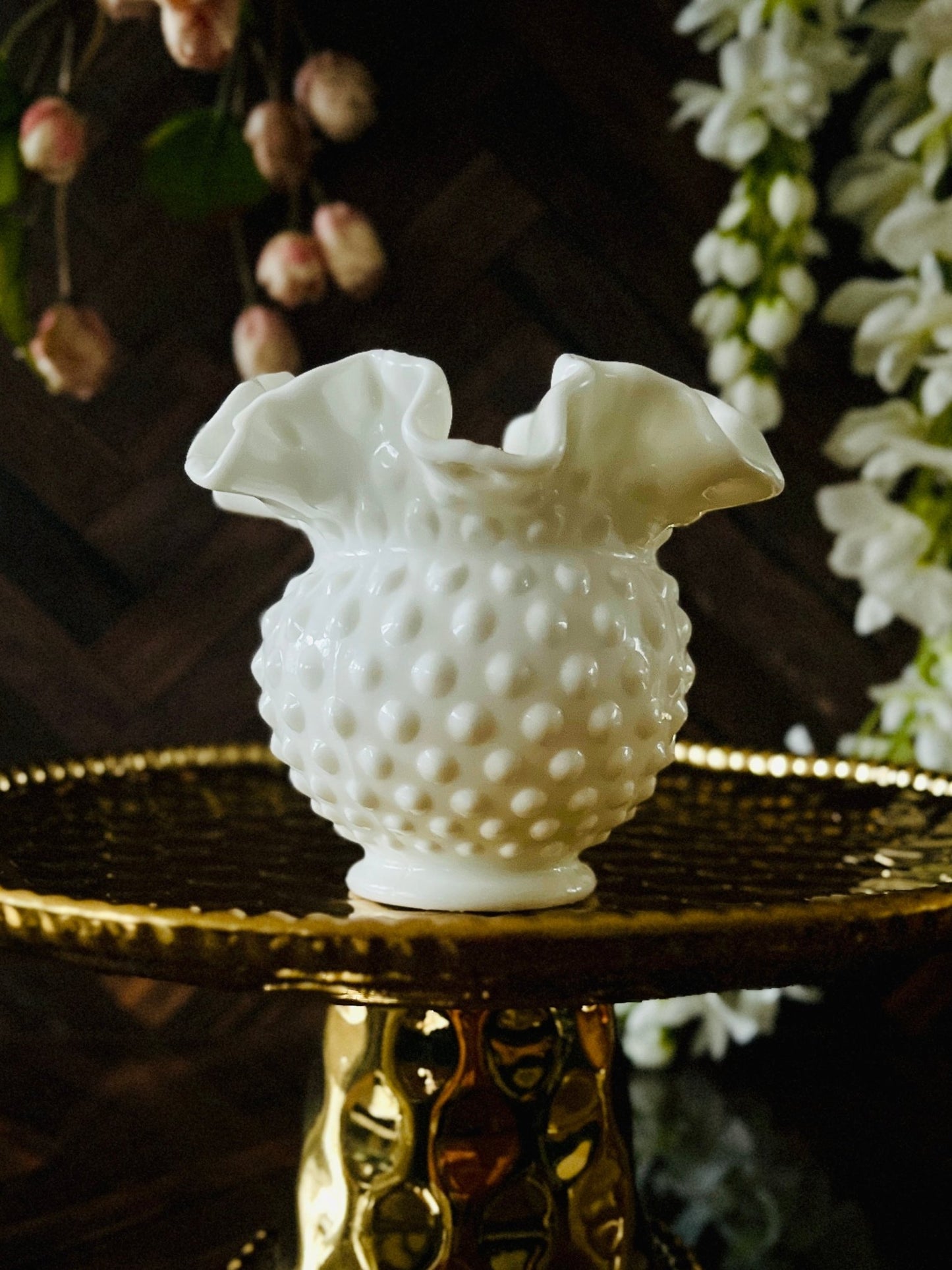 White Ruffles - Milk Glass - Modern Vintage Candle